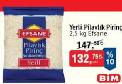 EFSANE YERLİ PİLAVLIK PİRİNÇ 2,5 KG fiyat ve kampanya bilgisi